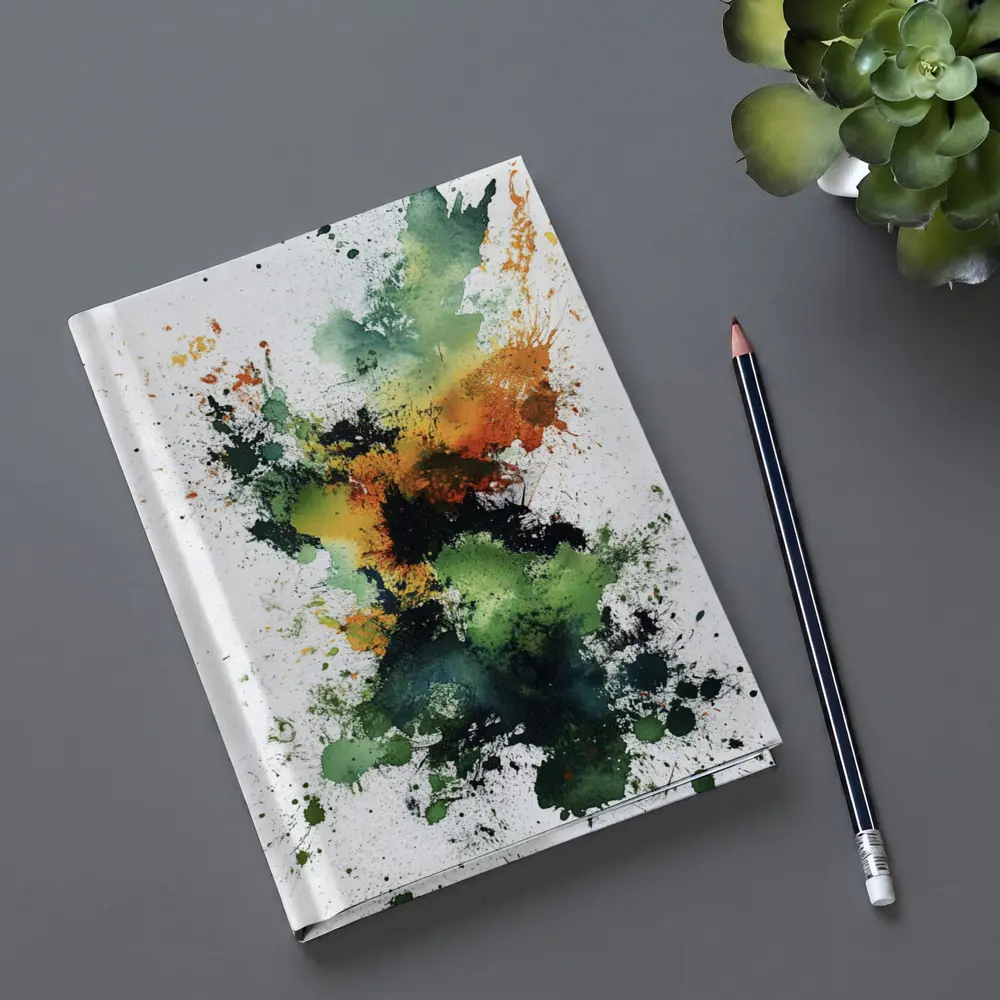 Green Orange Abstract Ink Splash Art – Notebooks