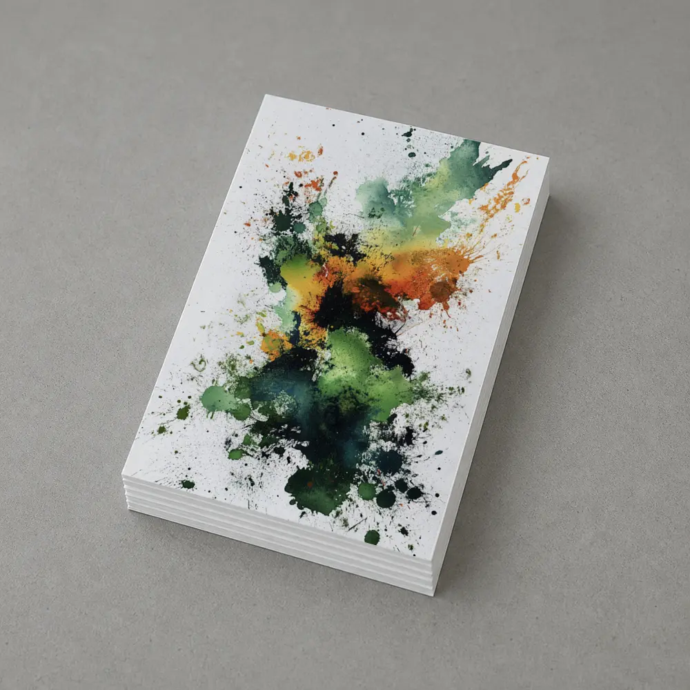 Green Orange Abstract Ink Splash Art – Postcards
