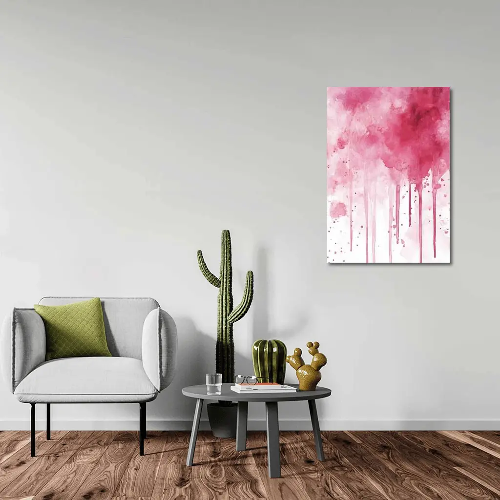 Pink Watercolor Drips Abstract Art – Wall Art