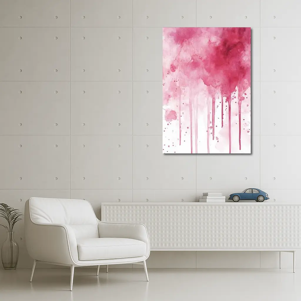 Pink Watercolor Drips Abstract Art – Wall Art