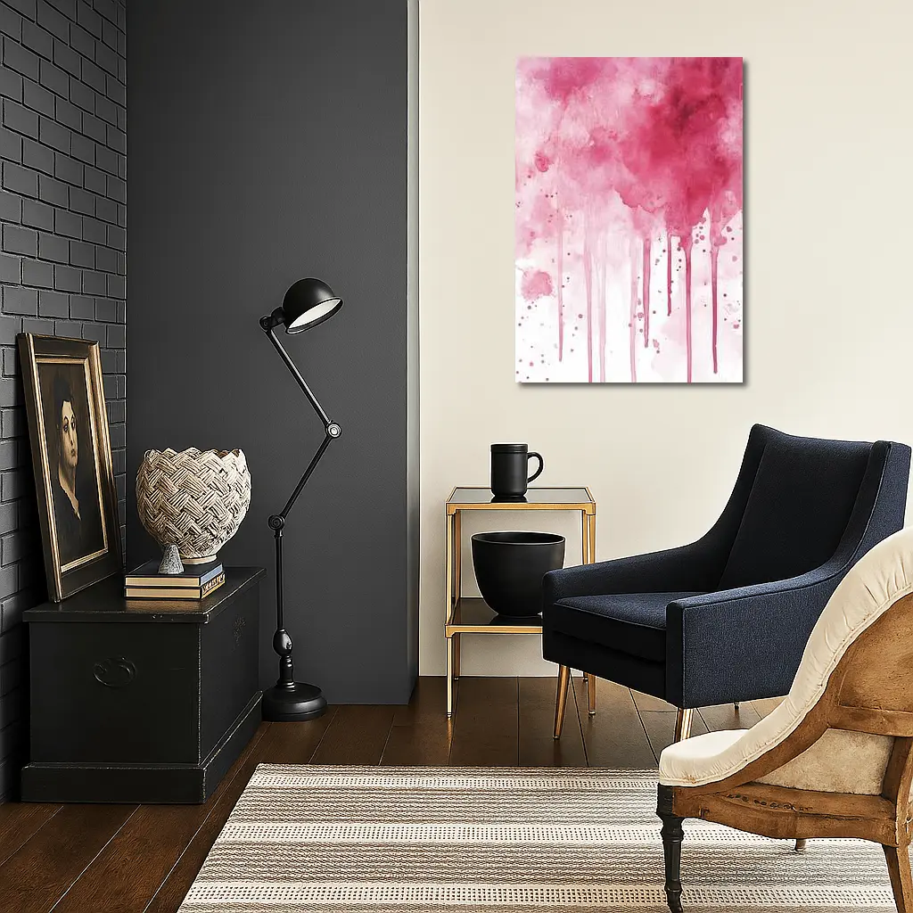 Pink Watercolor Drips Abstract Art – Wall Art