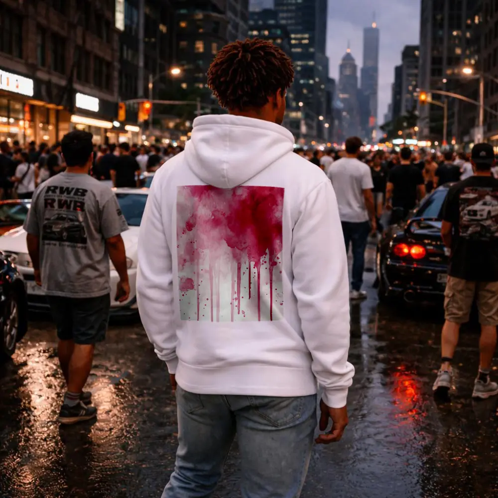 Pink Watercolor Drips Abstract Art – Hoodies