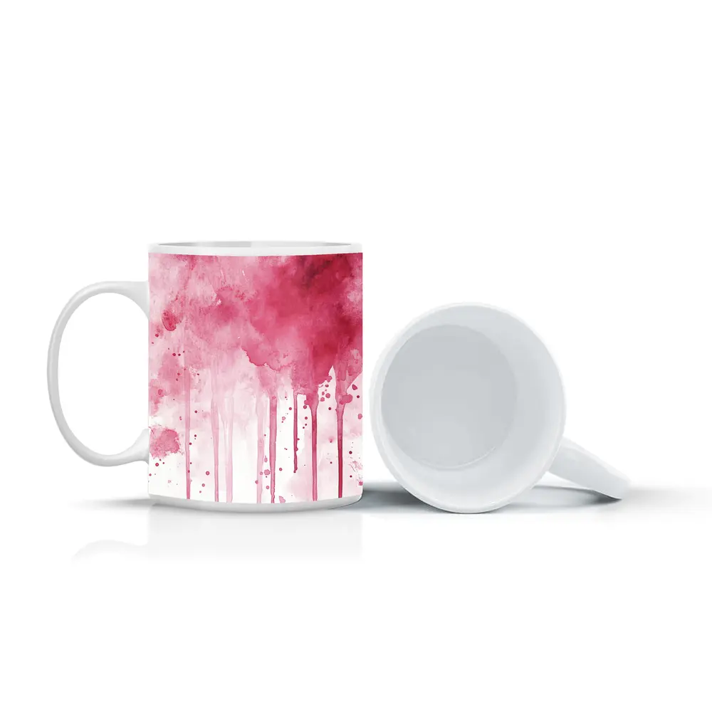 Pink Watercolor Drips Abstract Art – Mugs