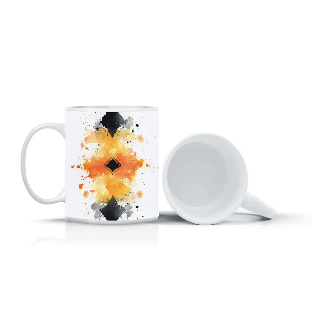 Abstract Watercolor Ink Splash Orange Black – Mugs