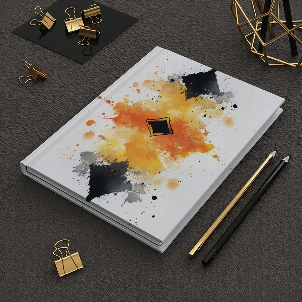 Abstract Watercolor Ink Splash Orange Black – Notebooks