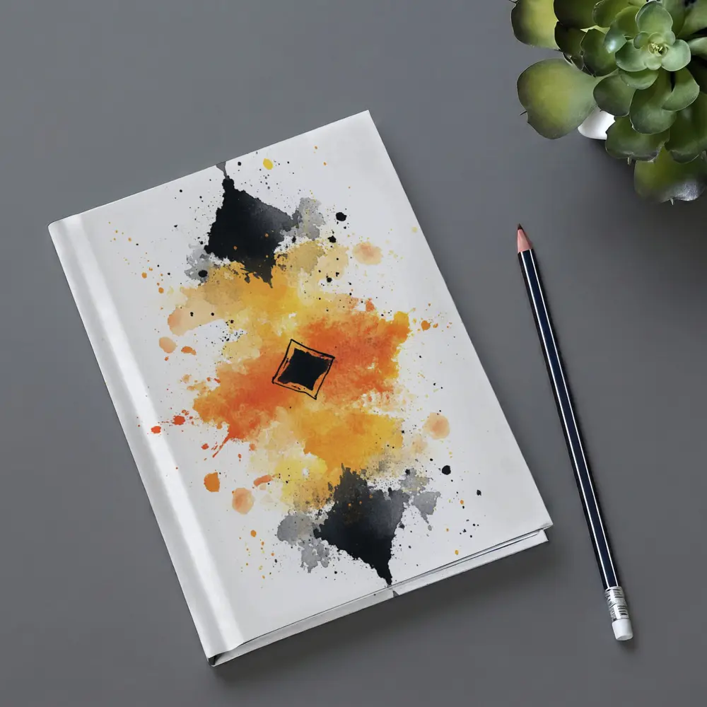 Abstract Watercolor Ink Splash Orange Black – Notebooks