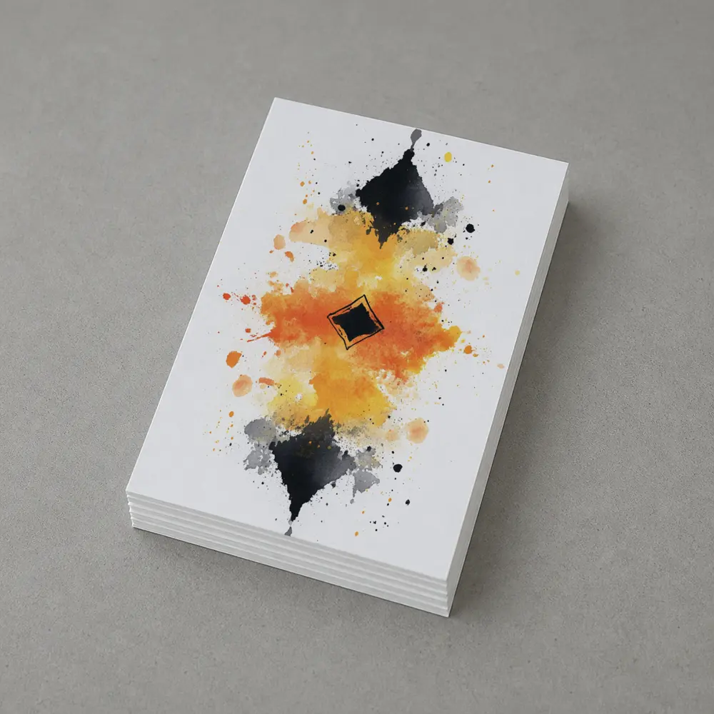 Abstract Watercolor Ink Splash Orange Black – Postcards