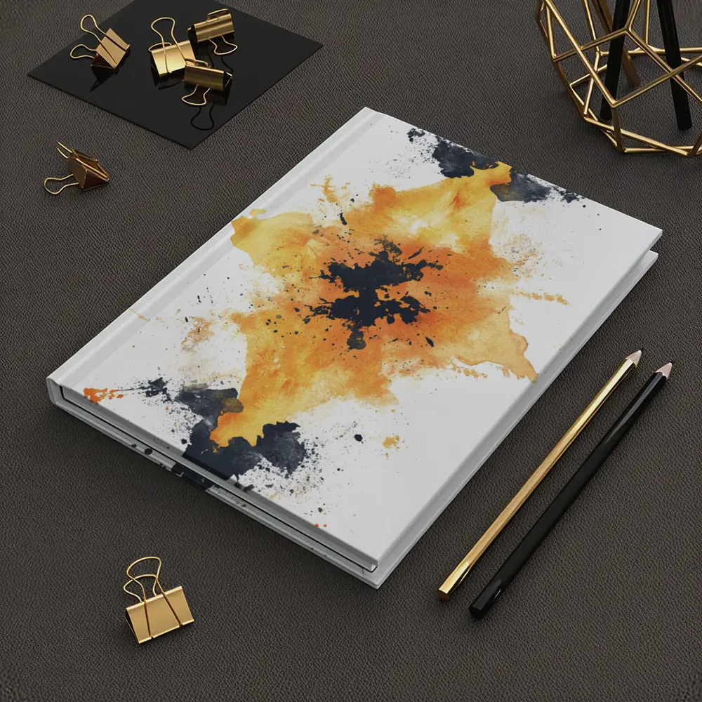 Orange Black Ink Splash Abstract Art – Notebooks
