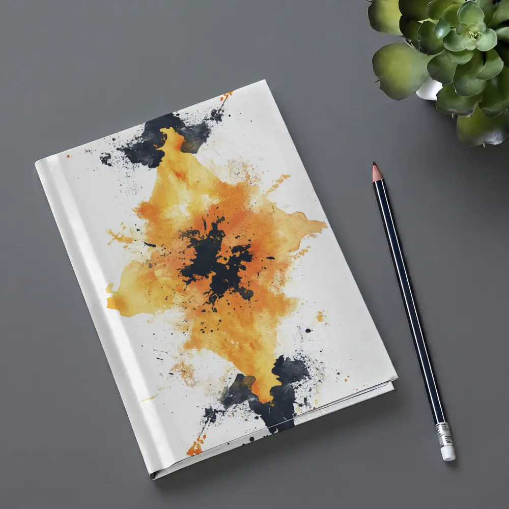 Orange Black Ink Splash Abstract Art – Notebooks