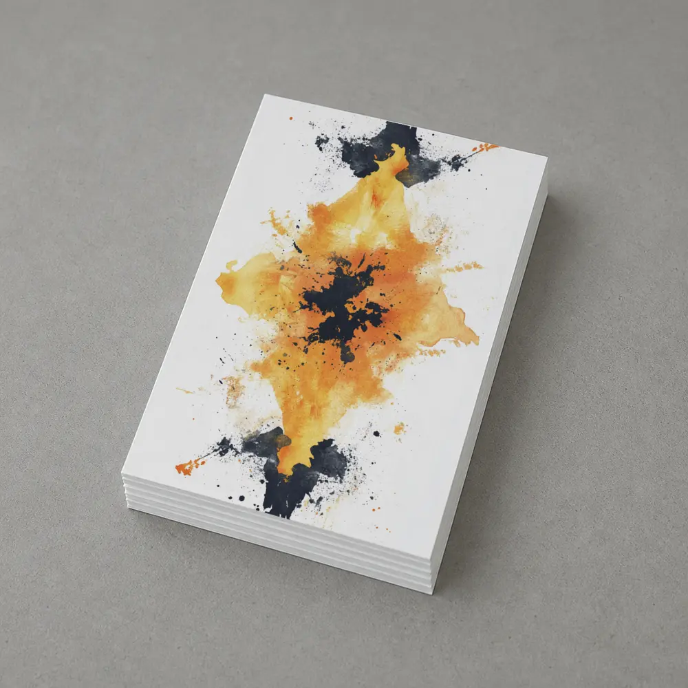 Orange Black Ink Splash Abstract Art – Postcards