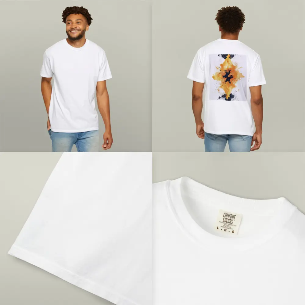 Orange Black Ink Splash Abstract Art – T-Shirts