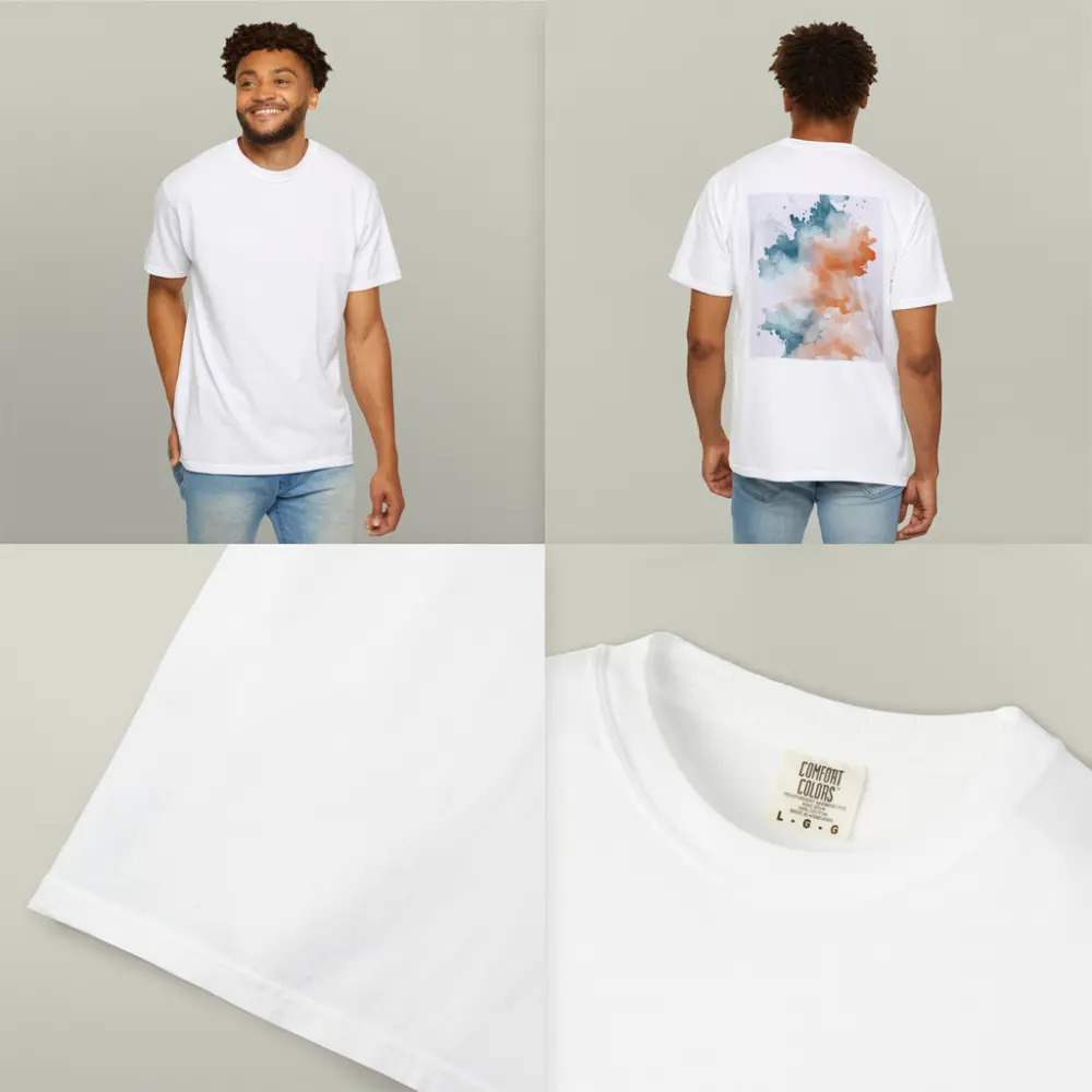 Teal Orange Watercolor Abstract Splash on White – T-Shirts