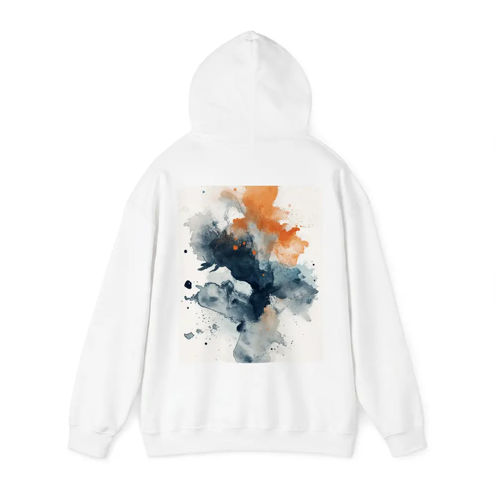 Navy Orange Abstract Watercolor Splash Art – Hoodies