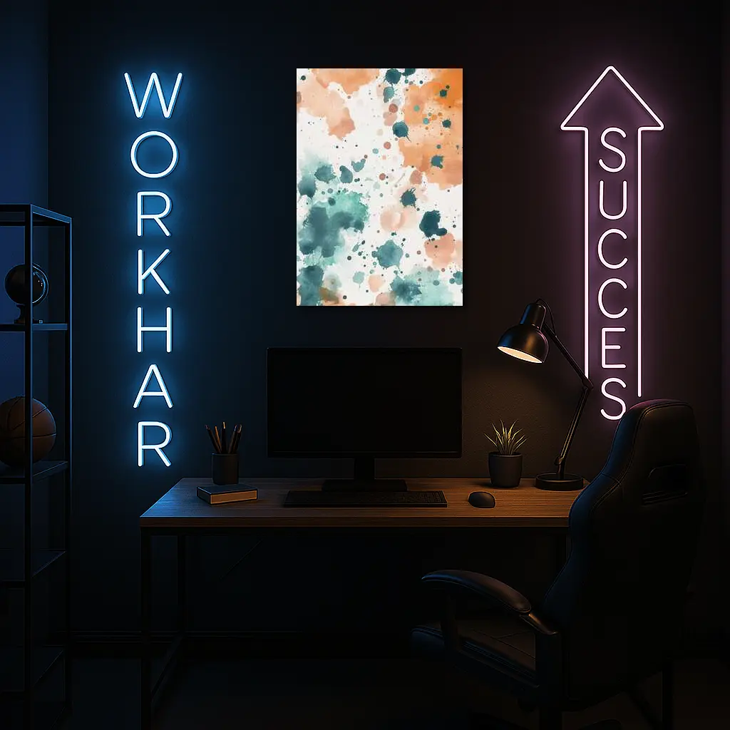 Teal Orange Watercolor Splatter Abstract Art – Wall Art