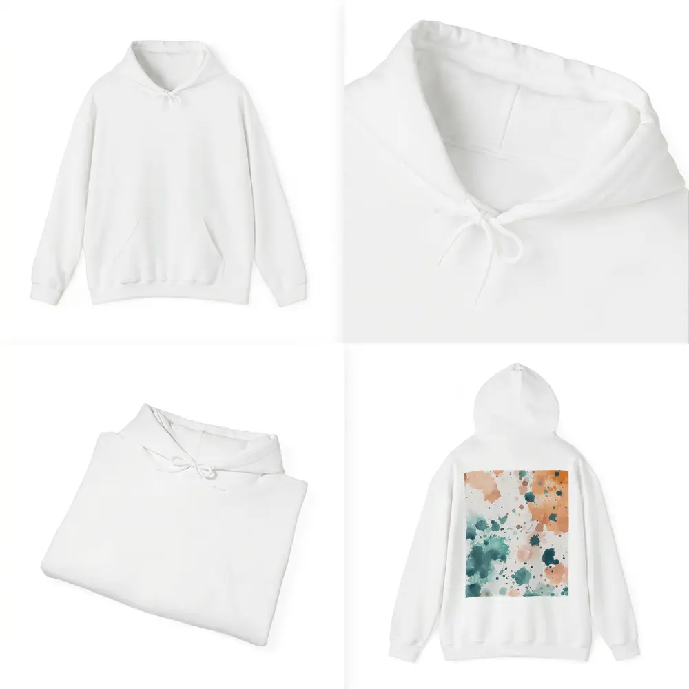 Teal Orange Watercolor Splatter Abstract Art – Hoodies