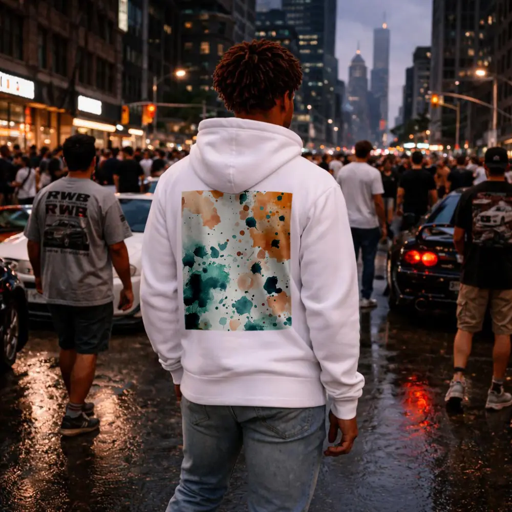 Teal Orange Watercolor Splatter Abstract Art – Hoodies
