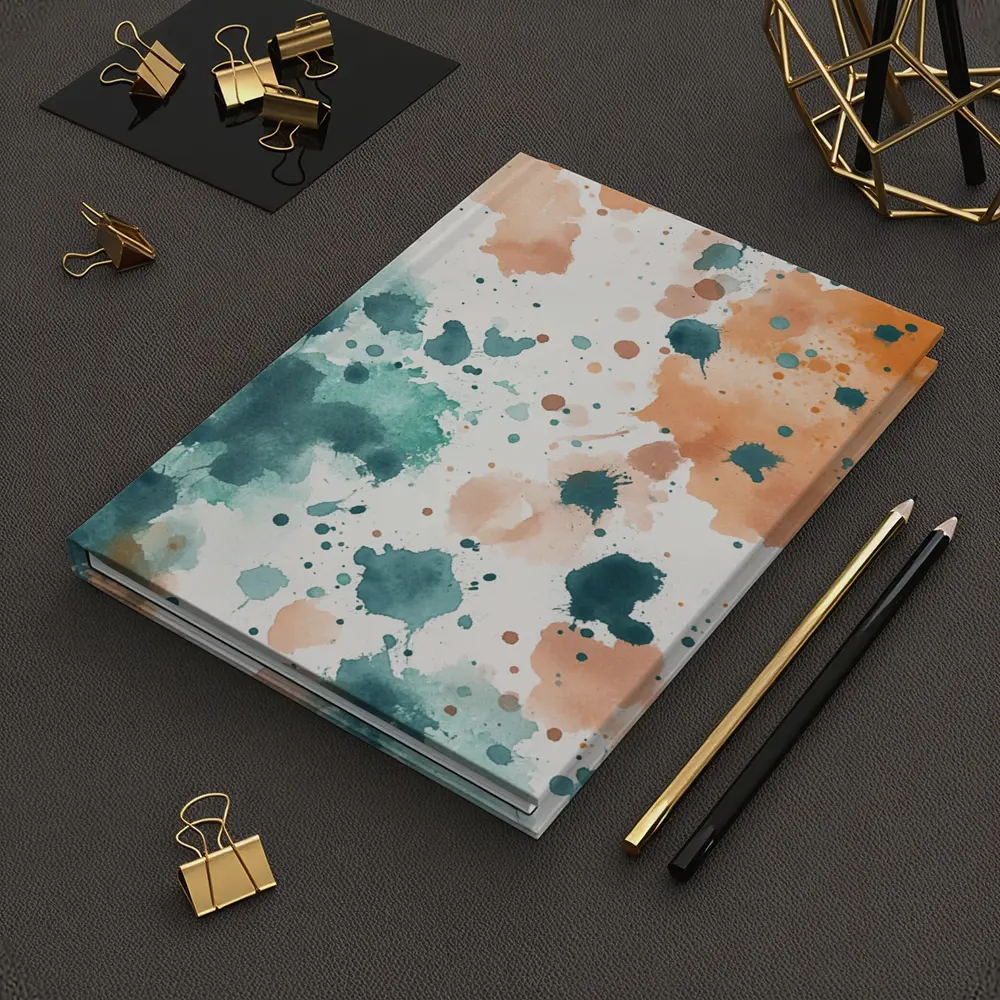 Teal Orange Watercolor Splatter Abstract Art – Notebooks