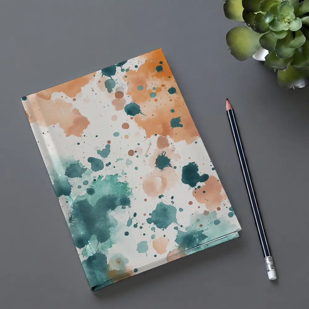Teal Orange Watercolor Splatter Abstract Art – Notebooks