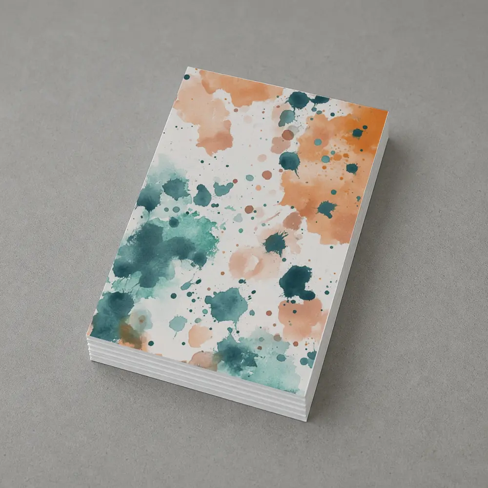 Teal Orange Watercolor Splatter Abstract Art – Postcards