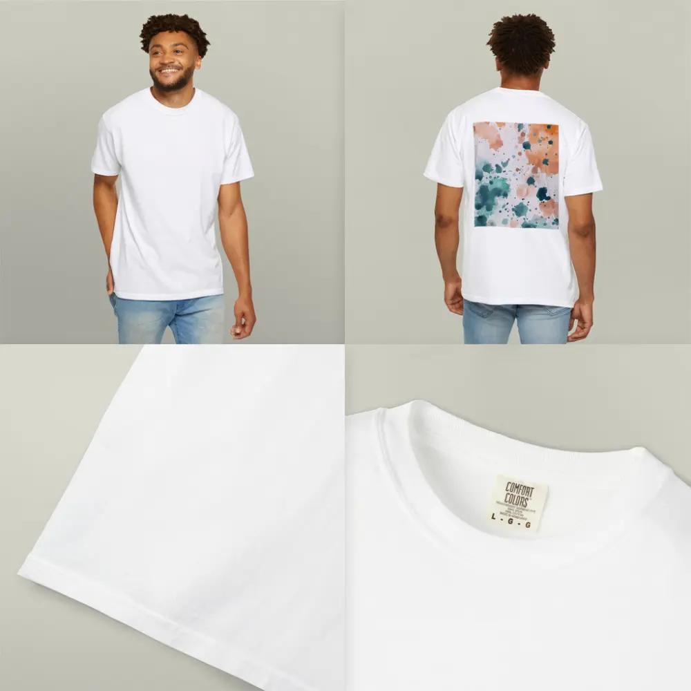 Teal Orange Watercolor Splatter Abstract Art – T-Shirts