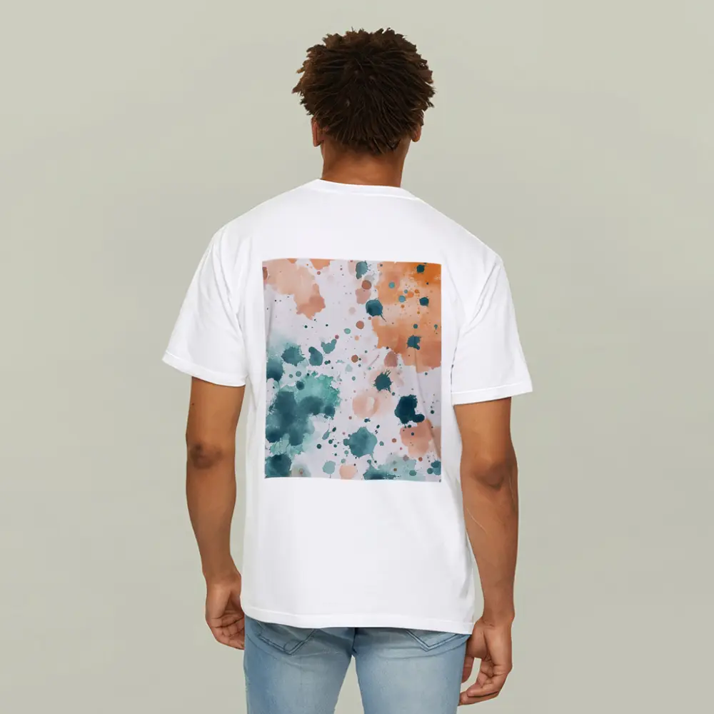 Teal Orange Watercolor Splatter Abstract Art – T-Shirts