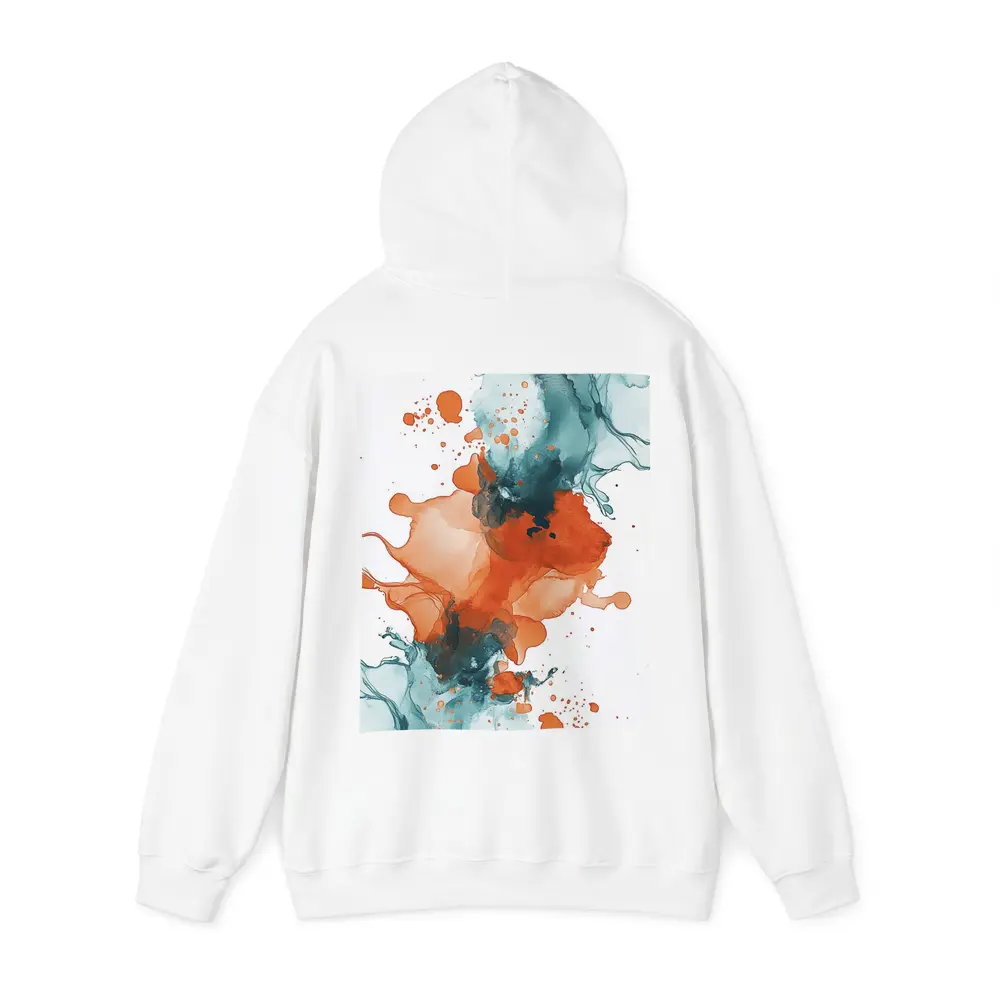 Orange Teal Abstract Watercolor Ink Splash Art – Hoodies