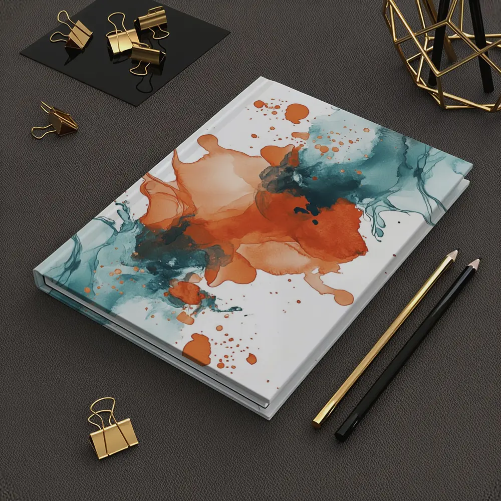 Orange Teal Abstract Watercolor Ink Splash Art – Notebooks