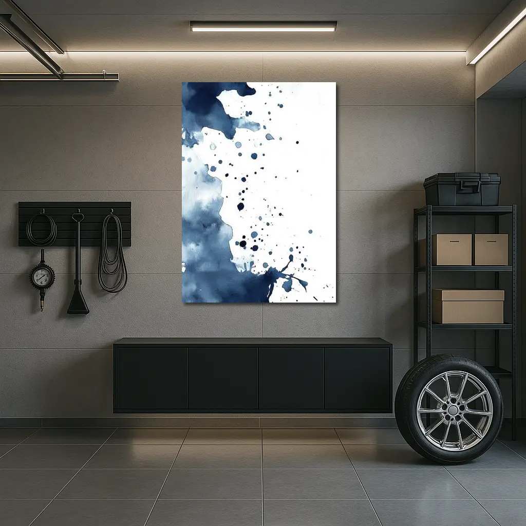 Navy Blue Watercolor Ink Splash Abstract Art – Wall Art