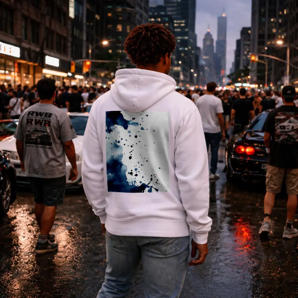 Navy Blue Watercolor Ink Splash Abstract Art – Hoodies