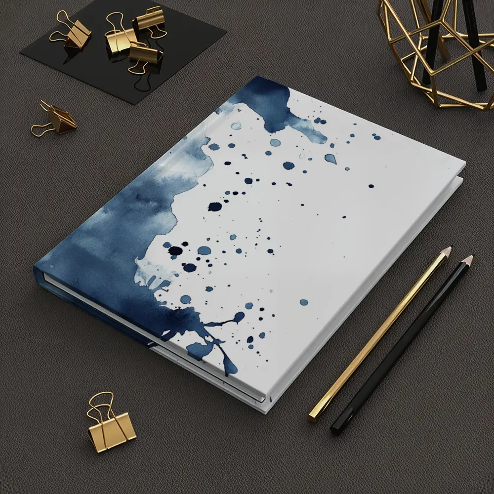 Navy Blue Watercolor Ink Splash Abstract Art – Notebooks