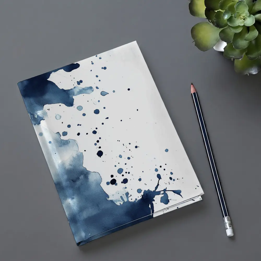 Navy Blue Watercolor Ink Splash Abstract Art – Notebooks