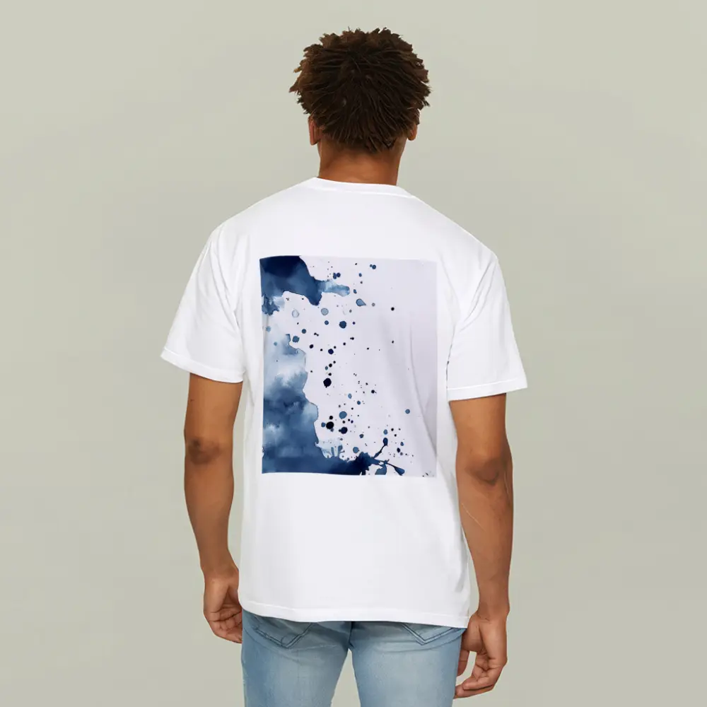Navy Blue Watercolor Ink Splash Abstract Art – T-Shirts