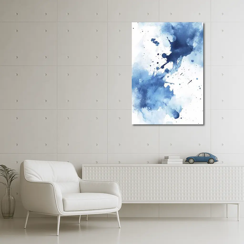 Blue Watercolor Ink Splash Abstract Art – Wall Art