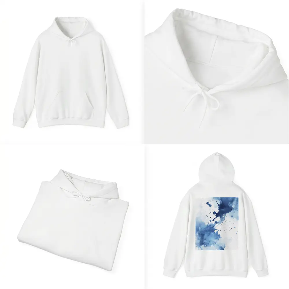 Blue Watercolor Ink Splash Abstract Art – Hoodies