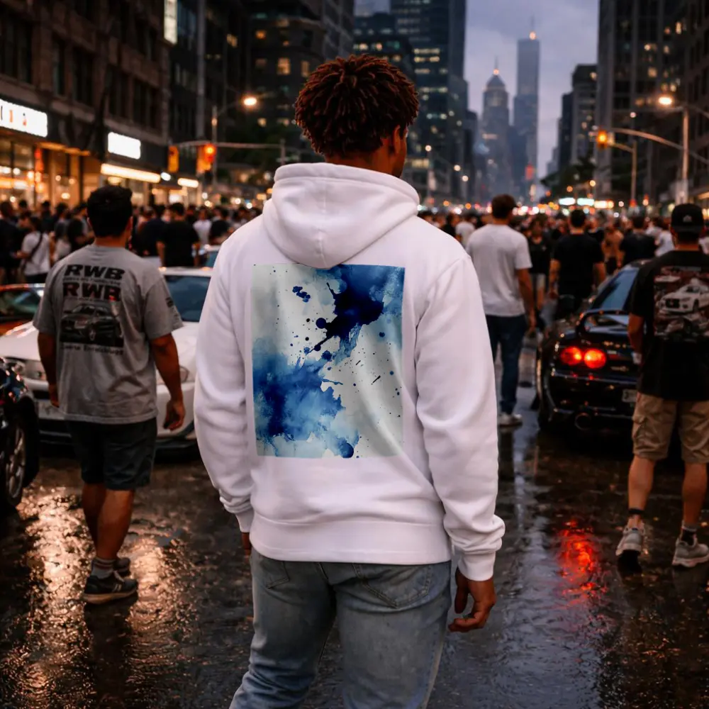 Blue Watercolor Ink Splash Abstract Art – Hoodies