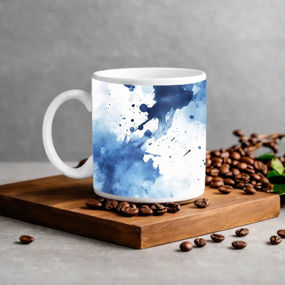 Blue Watercolor Ink Splash Abstract Art – Mugs