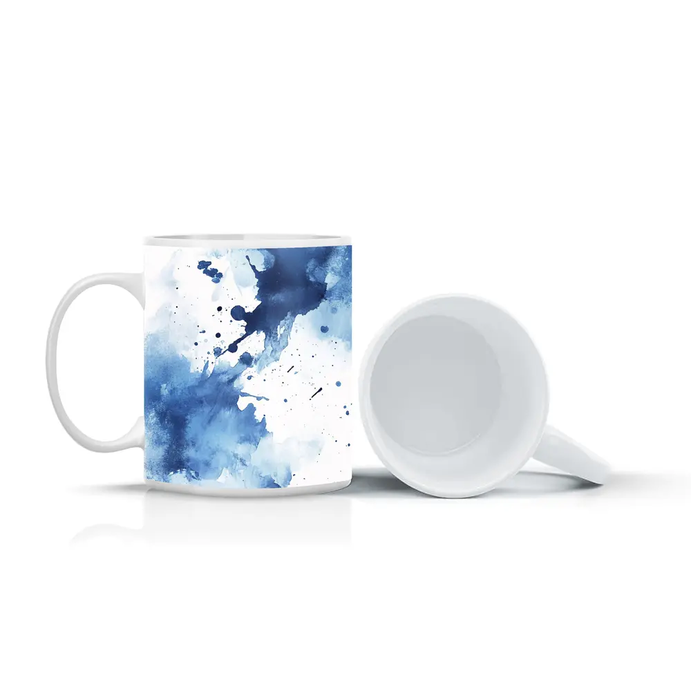 Blue Watercolor Ink Splash Abstract Art – Mugs