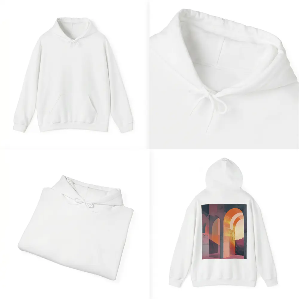 Arch Corridor Warm Mountain Sunset Light – Hoodies