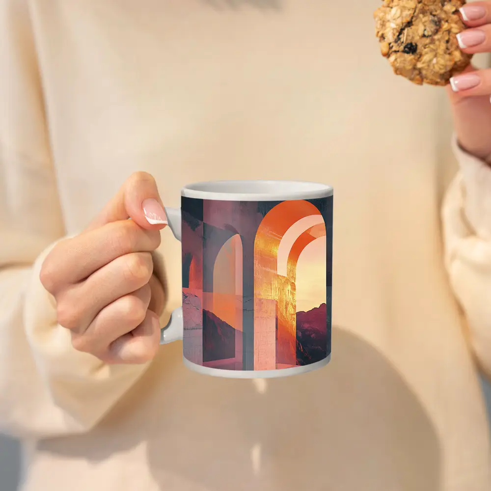 Arch Corridor Warm Mountain Sunset Light – Mugs