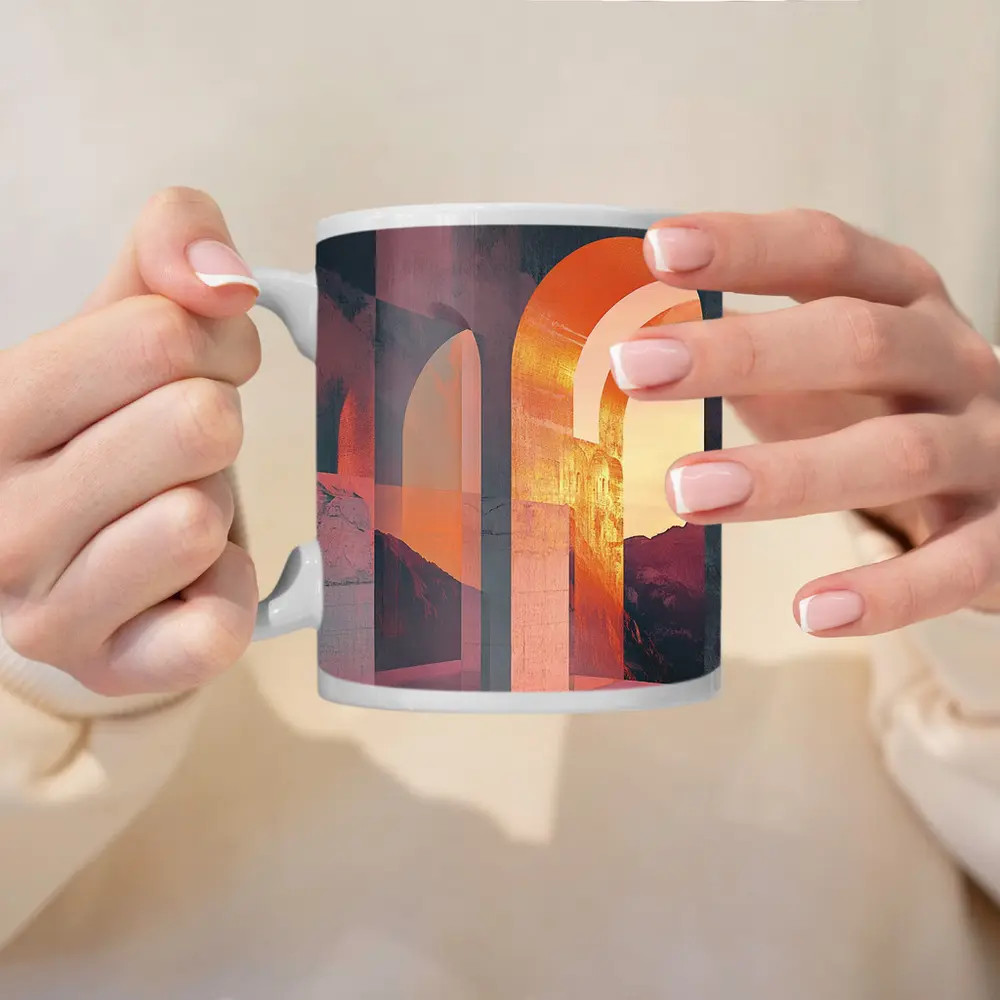 Arch Corridor Warm Mountain Sunset Light – Mugs
