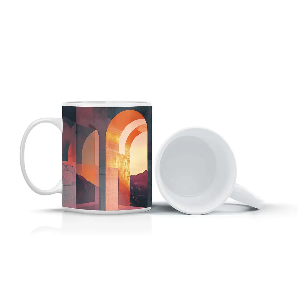 Arch Corridor Warm Mountain Sunset Light – Mugs