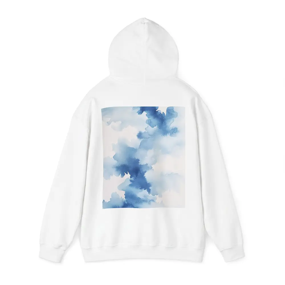 Blue Watercolor Abstract Clouds on White – Hoodies