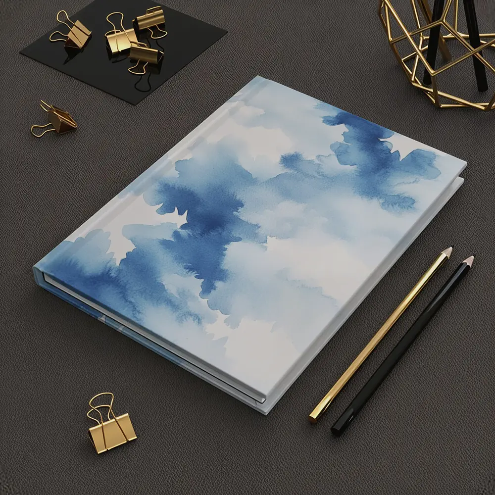 Blue Watercolor Abstract Clouds on White – Notebooks