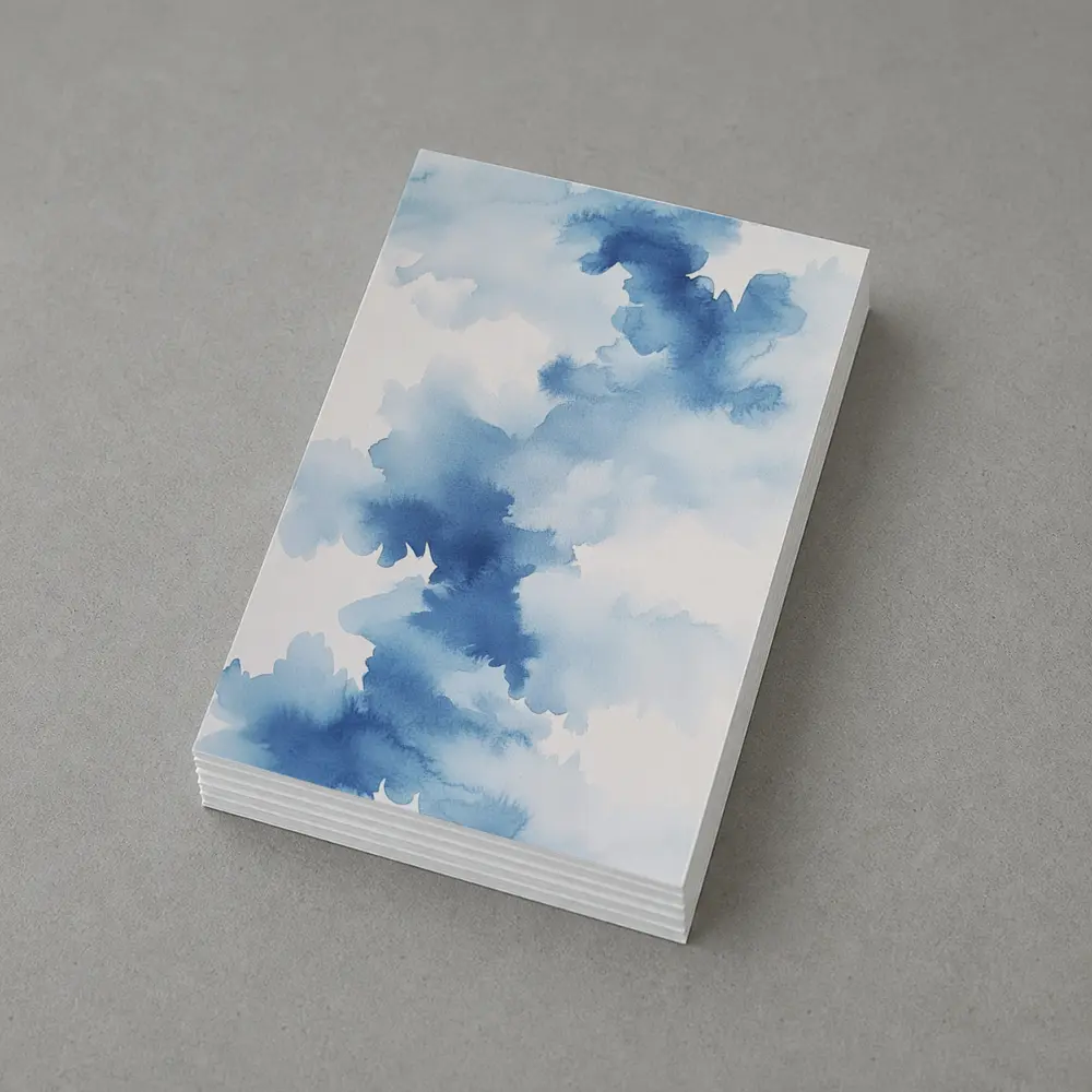 Blue Watercolor Abstract Clouds on White – Postcards