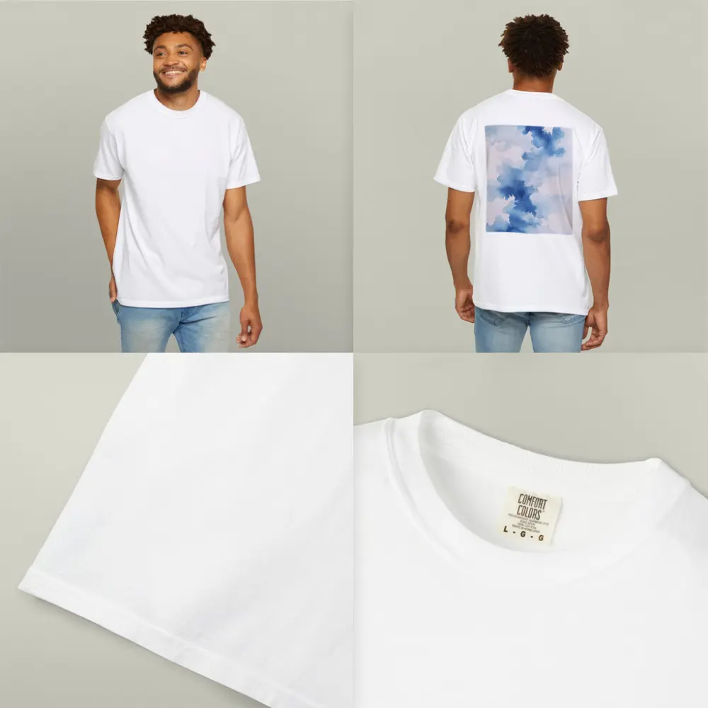 Blue Watercolor Abstract Clouds on White – T-Shirts