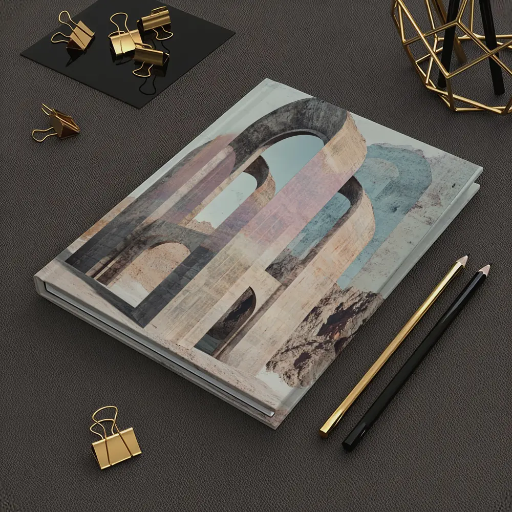 Ancient Stone Arches Desert Mountain Surreal Art – Notebooks