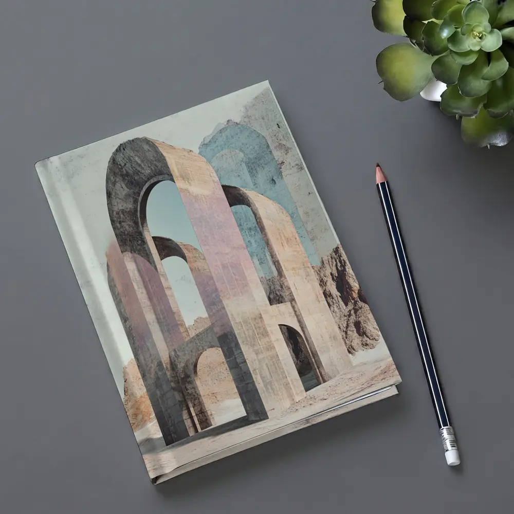 Ancient Stone Arches Desert Mountain Surreal Art – Notebooks