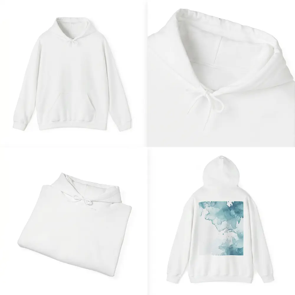 Teal Blue Watercolor Abstract Wash Art – Hoodies