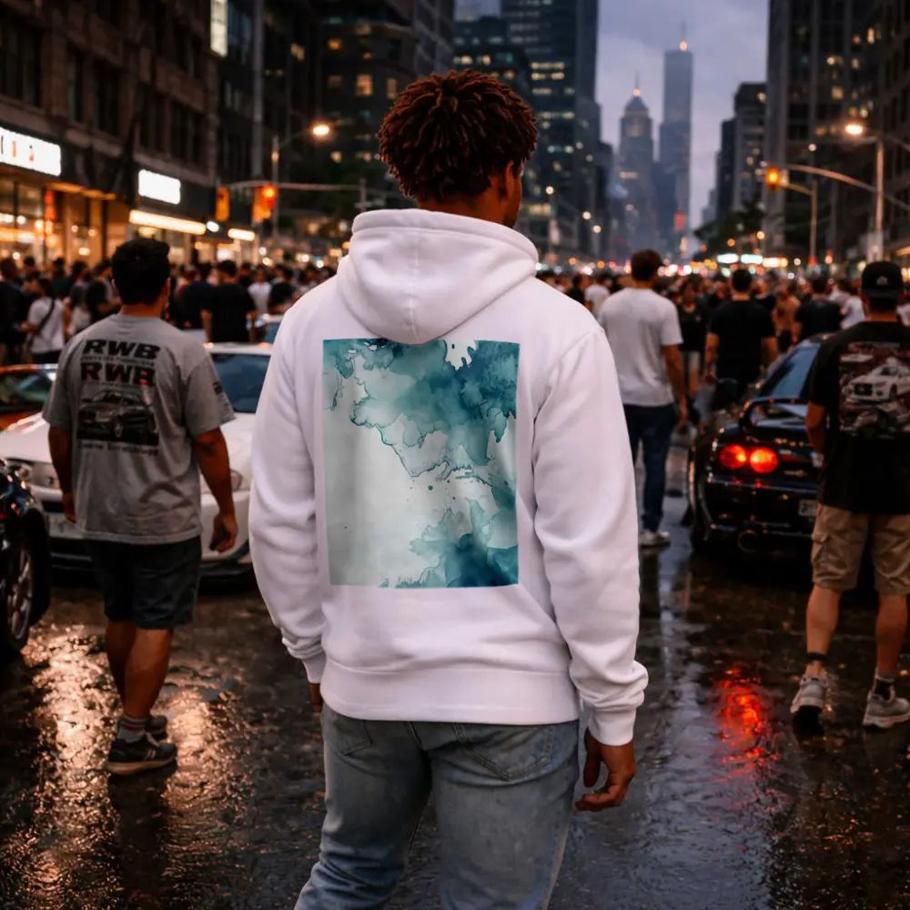 Teal Blue Watercolor Abstract Wash Art – Hoodies