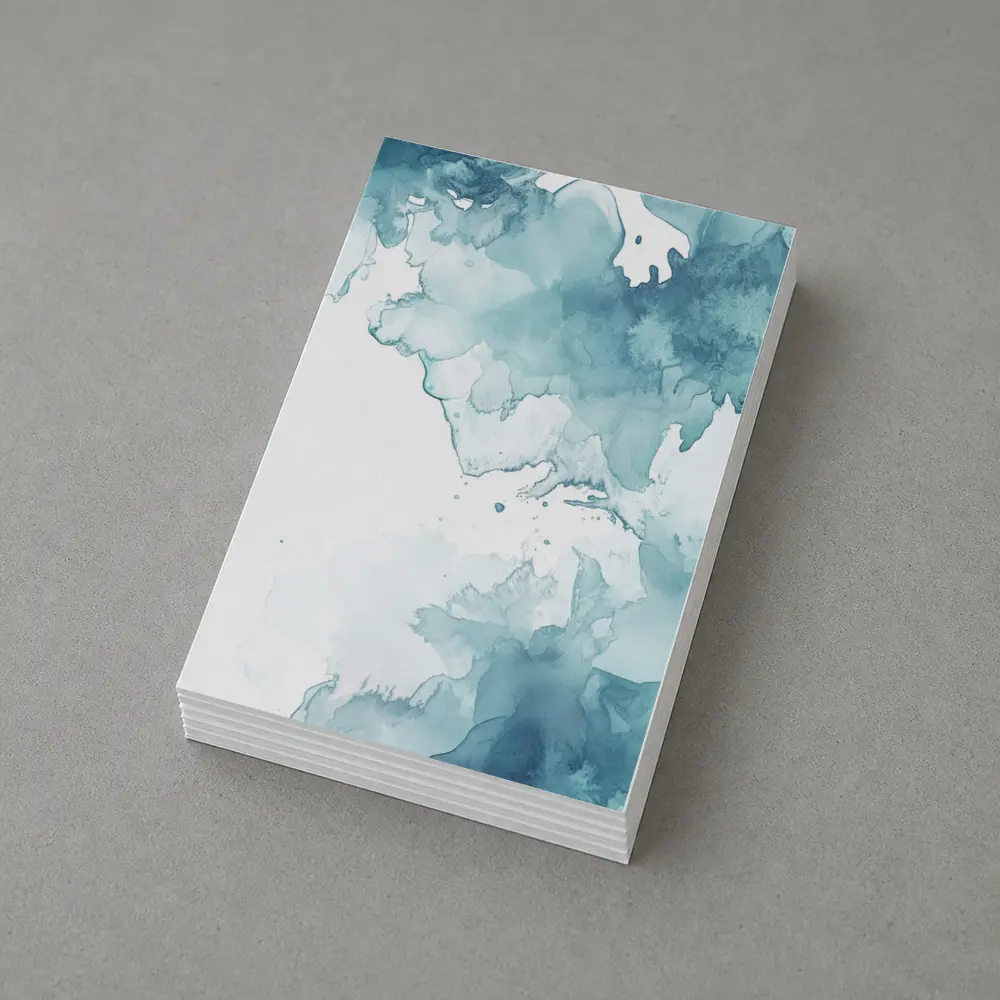 Teal Blue Watercolor Abstract Wash Art – Postcards